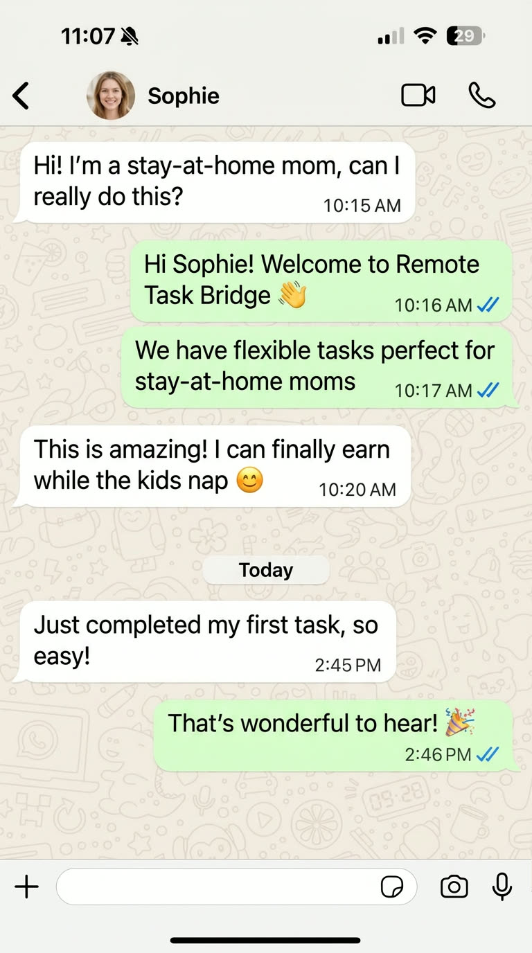 Sophie testimonial chat screenshot